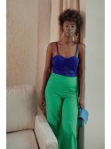 Pantaloni lati de dama cu sita, verde 50080 - Magazin online - Boutique